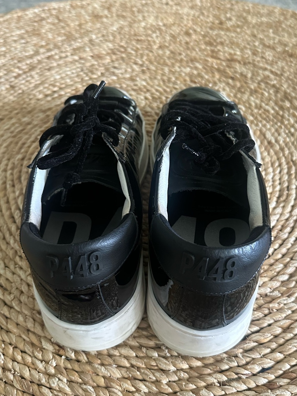 P448 women's jack patent leather sneaker in mada/black Size 39 - Picture 3 of 7